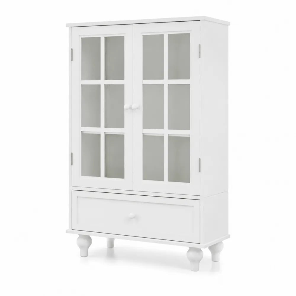 Credenza in MDF e Vetro Temperato Bianco 90x40x140cm