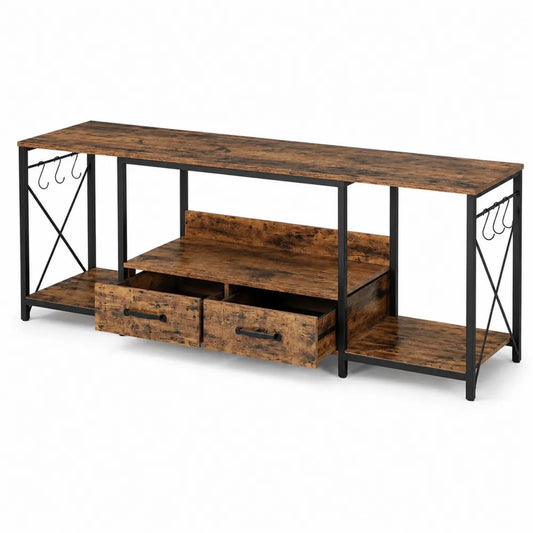 Porta TV in legno e metallo con cassetti