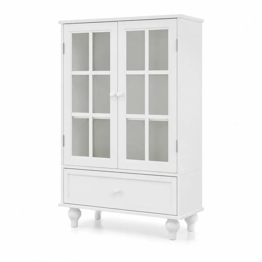 Credenza in MDF e Vetro Temperato Bianco 90x40x140cm
