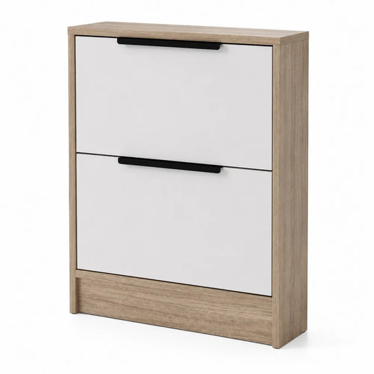 Scarpiera in Legno e MDF Bianco con Due Ante
