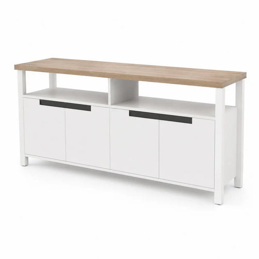 Mobile TV in Legno MDF Bianco con Piano in Rovere